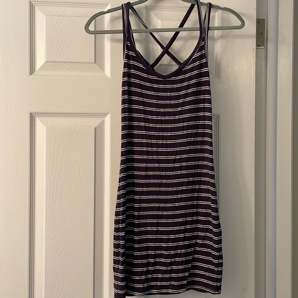 Garage Navy and White Striped Mini Dress Size Small